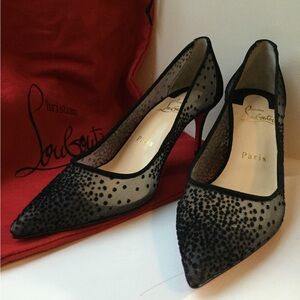 Christian Louboutin Black Mesh 70mm Pumps